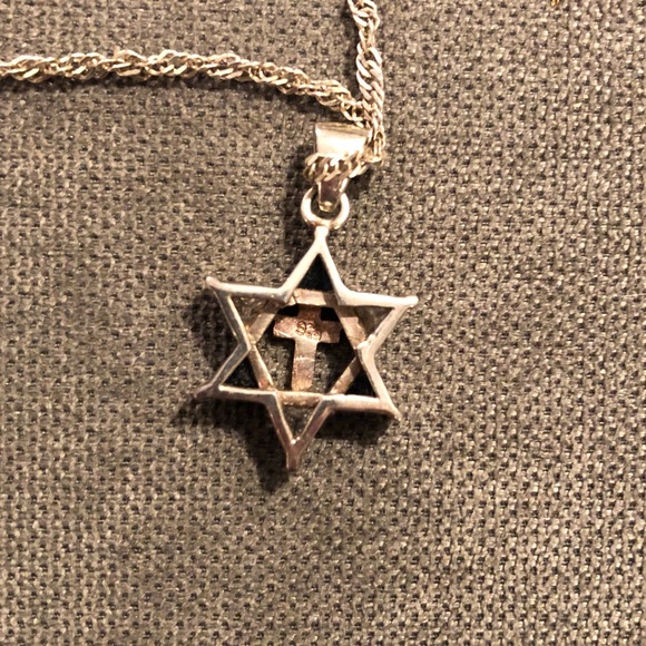 Sterling silver Star of David cross pendant chain - Picture 3 of 4